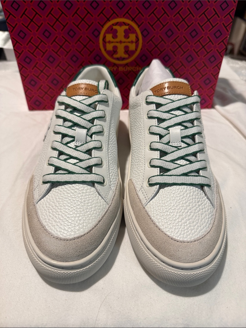 NIB Tory Burch calf leather sneakers size 8 .